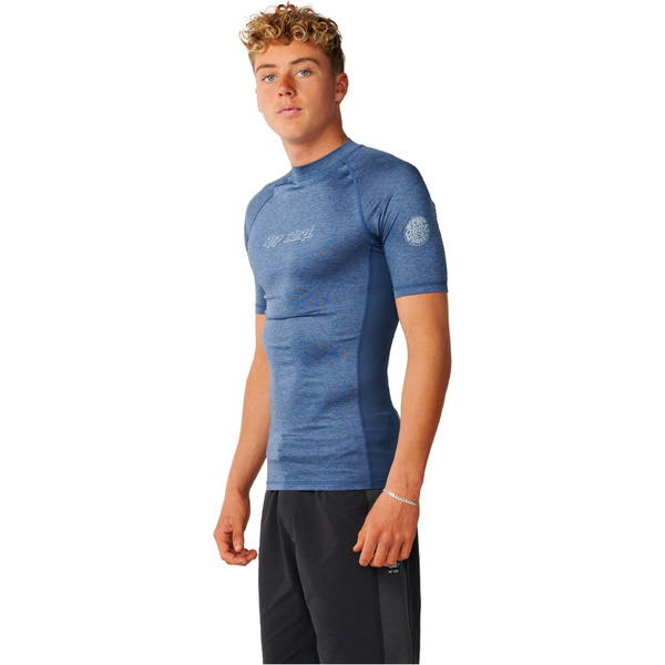 2026 Rip Curl Mens Dawn Patrol UPF Perf Short Sleeve Rash Vest 193MRV - Light Navy Marle